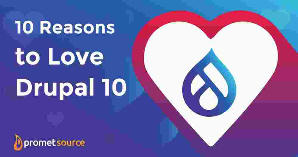 heart with a drupal 10 logo