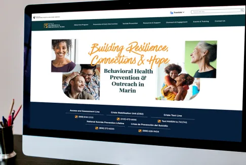 Marin County Behavioral Health and Recovery Services Prevention and Outreach website cover