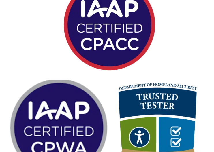 IAAP Certified CPACC and CPWA logos with Trusted Tester badge.