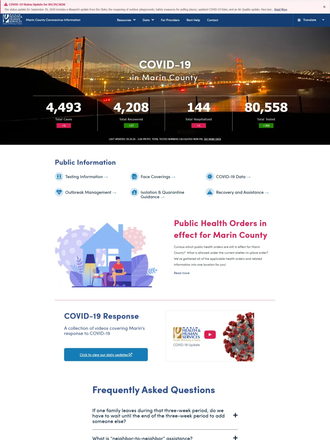 Marin County HHS homepage