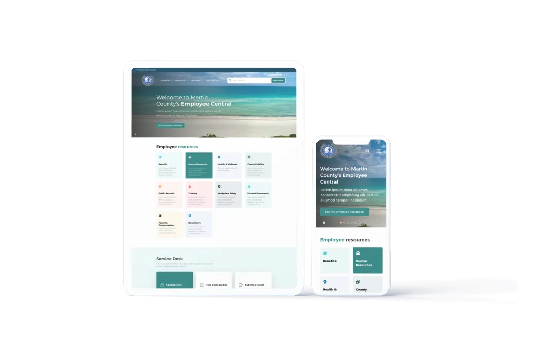 Martin County, FL Intranet on tablet and phone