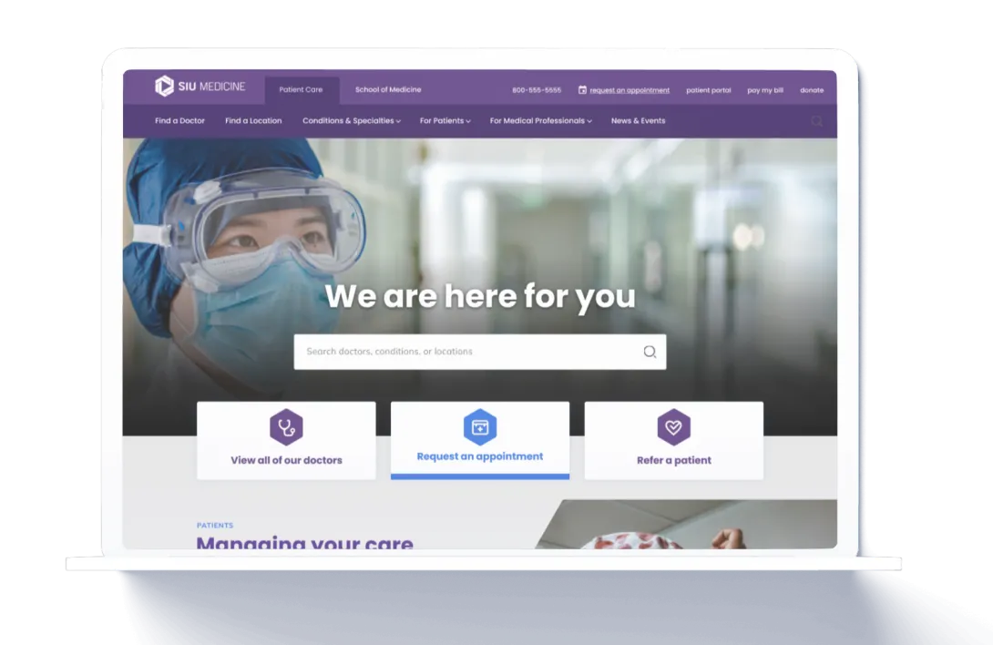 SIU homepage on a Macbook
