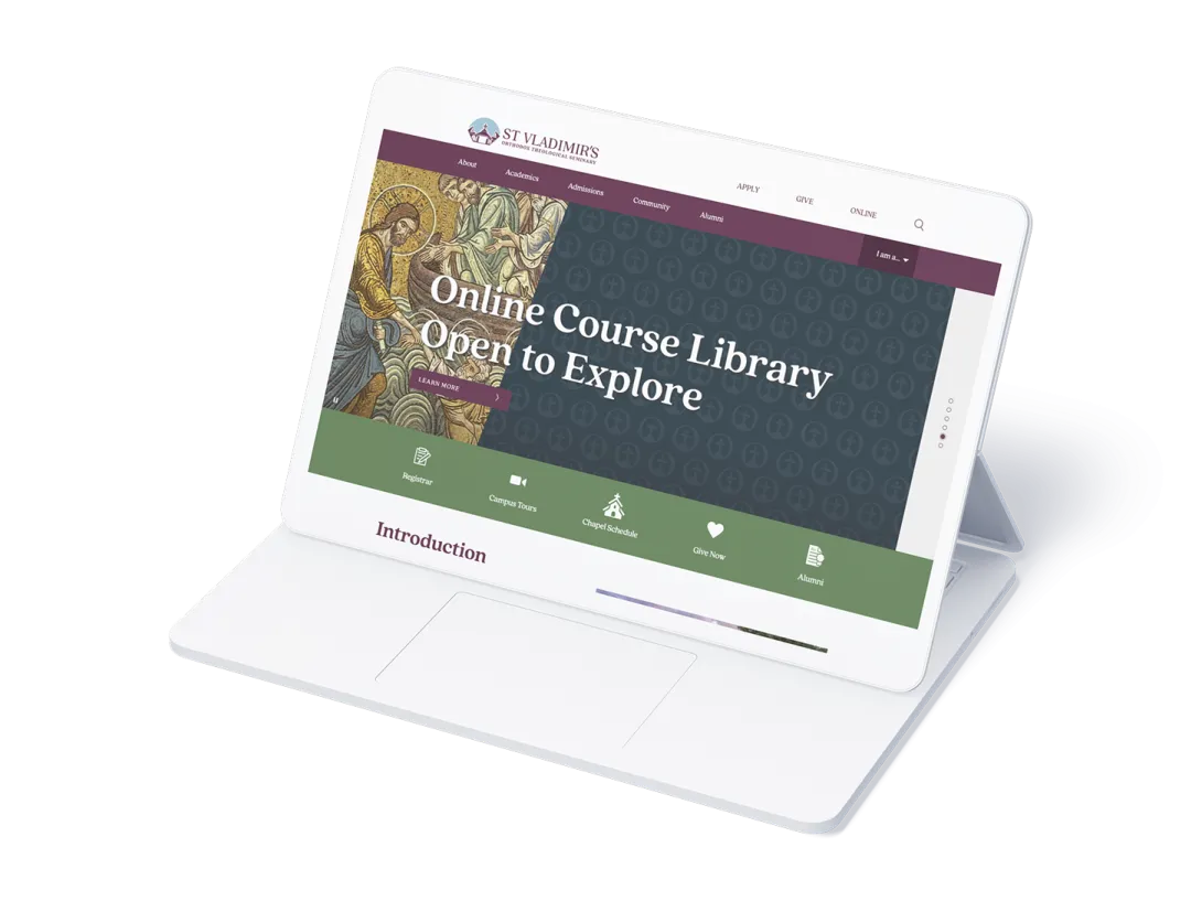 St. Vladimir’s Orthodox Theological Seminary on a laptop