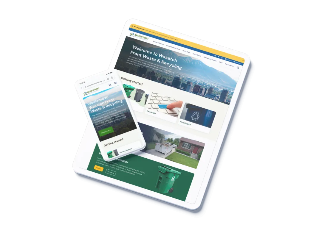 Wasatch Front Waste & Recycling District on tablet and phone
