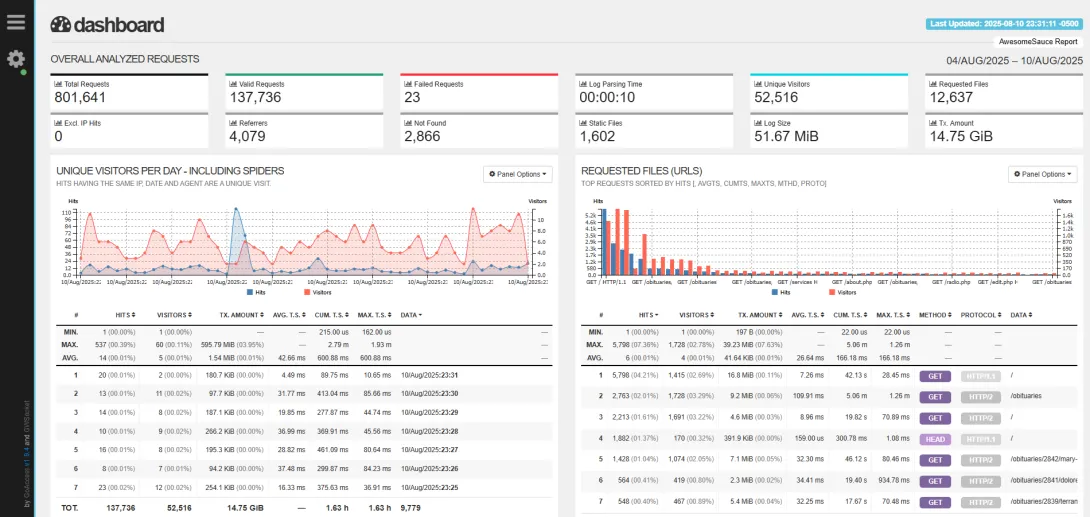 GoAccess dashboard live demo